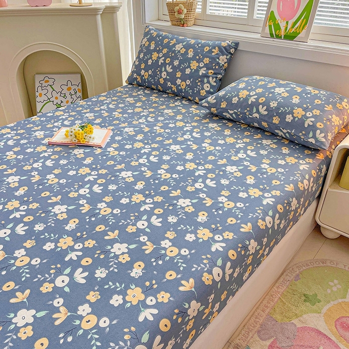 91家纺网 家纺一手货源 找家纺 晓时候2025新款老粗布床笠凉席 郁然花开