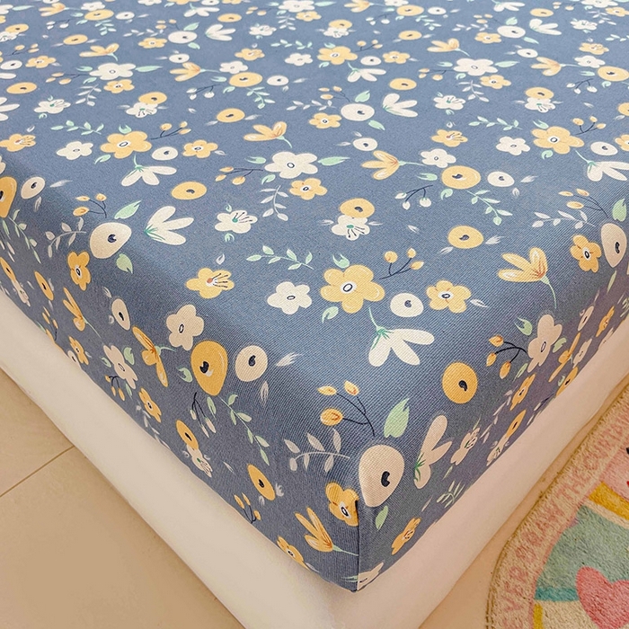 91家纺网 家纺一手货源 找家纺 晓时候2025新款老粗布床笠凉席 郁然花开