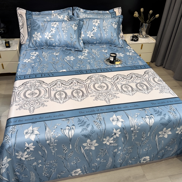 91家纺网 家纺一手货源 找家纺 许林 2025新款冰丝凉席床单款凉席三件套-观夏