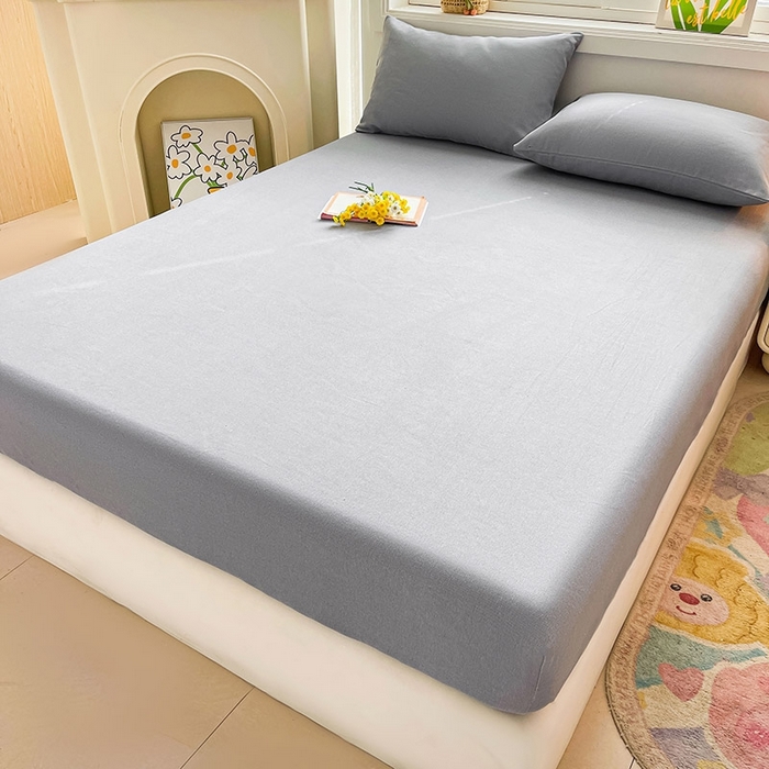 91家纺网 家纺一手货源 找家纺 晓时候2025新款老粗布床笠凉席 高级灰