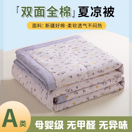 91家纺网 家纺一手货源 找家纺 沃尔居 2025新款双面全棉印花夏被可机洗小清新纯棉夏凉被薄被芯空调被子 雨汐