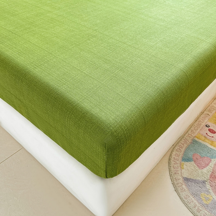 91家纺网 家纺一手货源 找家纺 晓时候2025新款老粗布床笠凉席 简约绿