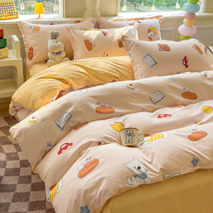 91家纺网 家纺一手货源 找家纺 佑佳家纺 2025年新款铂金棉芦荟棉学生三件套四件套 单被套 单枕套「支持定做各种尺寸」 波波家族