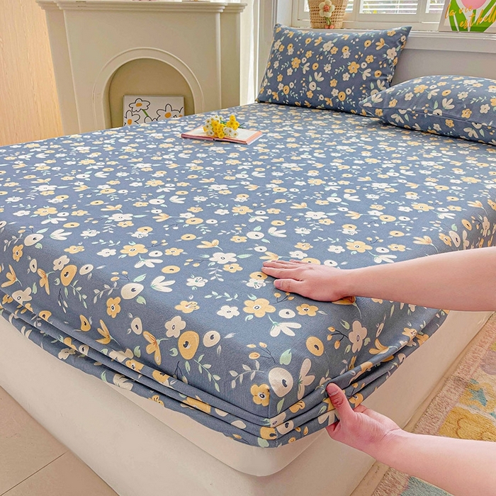 91家纺网 家纺一手货源 找家纺 晓时候2025新款老粗布床笠凉席 郁然花开