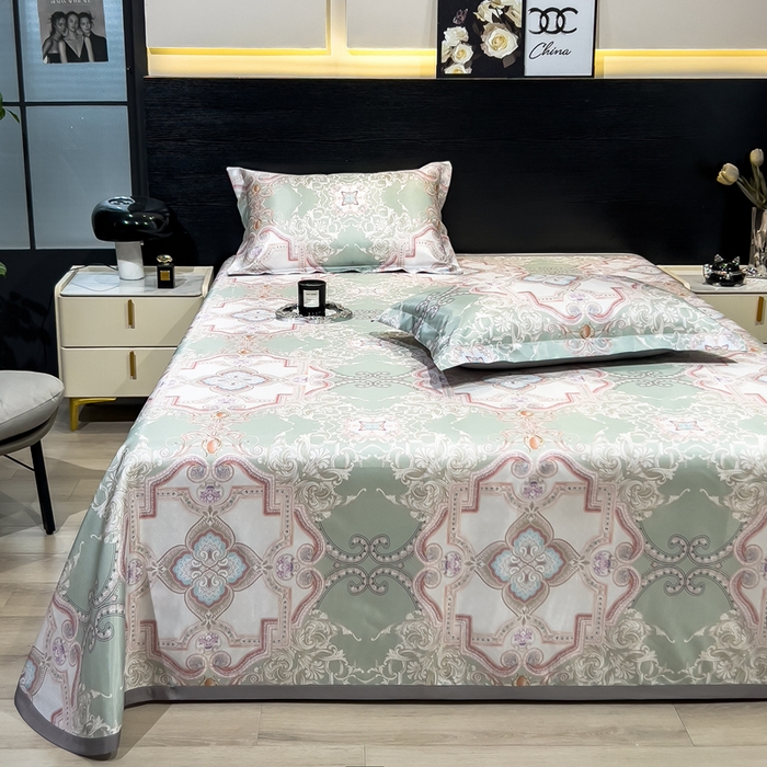 91家纺网 家纺一手货源 找家纺 许林家纺  2025新款冰丝凉席床单款凉席三件套 卡罗拉