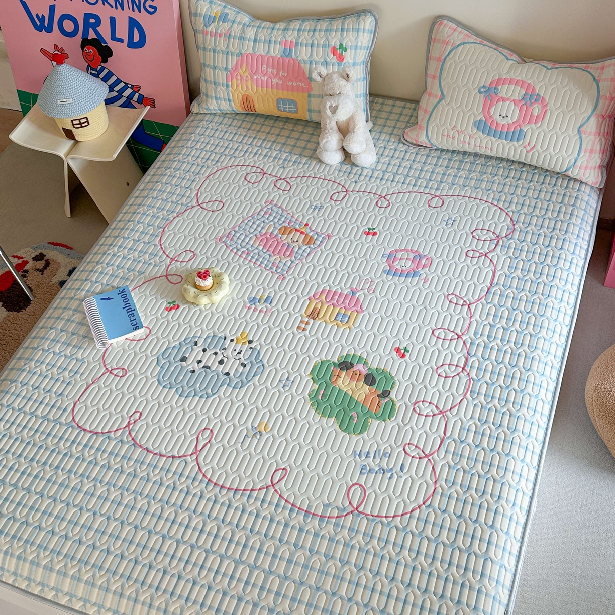 91家纺网 家纺一手货源 找家纺 美乐迪家纺2025新款凉感丝乳胶凉席夏被夏凉被空调被 玩趣