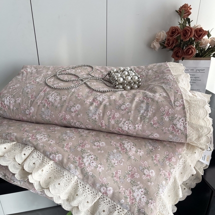 91家纺网 家纺一手货源 找家纺 莱豫2025新款法式纯棉夏被春秋被 花海玉