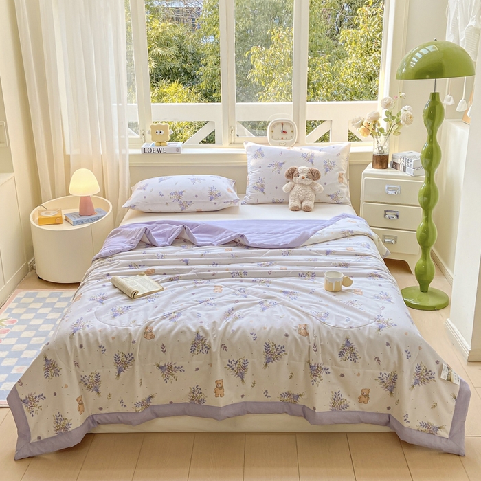 91家纺网 家纺一手货源 找家纺 沃尔居 2025新款双面全棉印花夏被可机洗小清新纯棉夏凉被薄被芯空调被子 罗曼蒂克