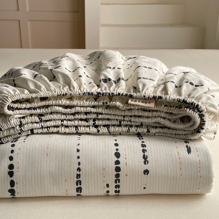 91家纺网 家纺一手货源 找家纺 雅居纺家纺 2025春夏新款全棉纯棉简约老粗布-单床笠 床笠单件凉席席 青春-咖