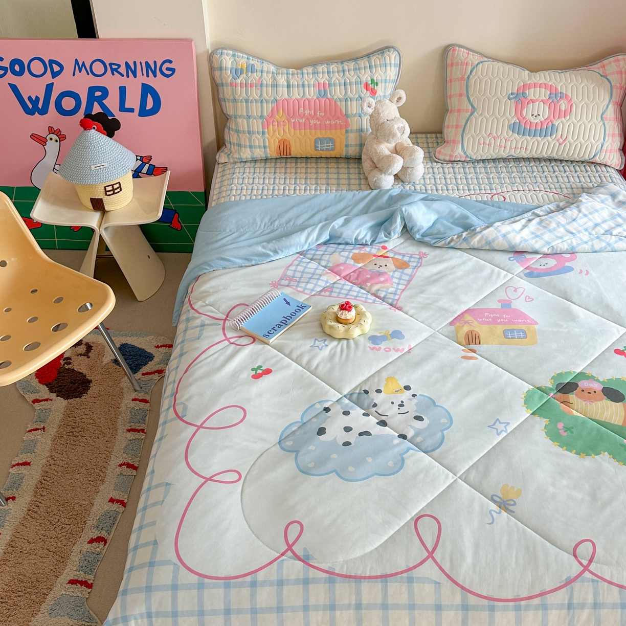 91家纺网 家纺一手货源 找家纺 美乐迪家纺2025新款凉感丝乳胶凉席夏被夏凉被空调被 玩趣