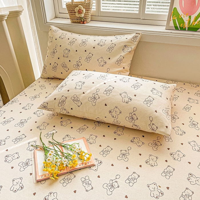 91家纺网 家纺一手货源 找家纺 晓时候2025新款老粗布床笠凉席 绅士小熊