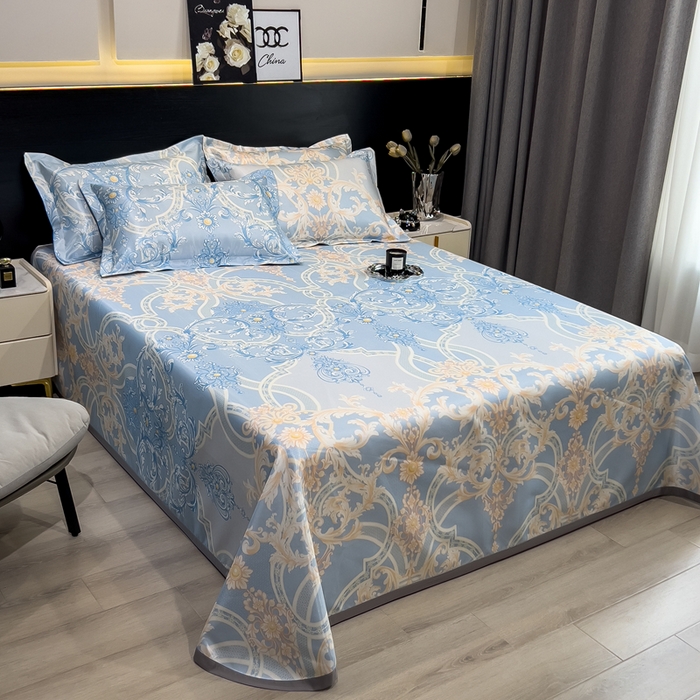 91家纺网 家纺一手货源 找家纺 许林家纺  2025新款冰丝凉席床单款凉席三件套 尤娜