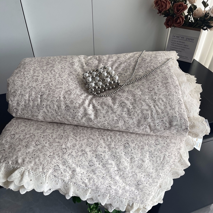 91家纺网 家纺一手货源 找家纺 莱豫2025新款法式纯棉夏被春秋被 花世界米