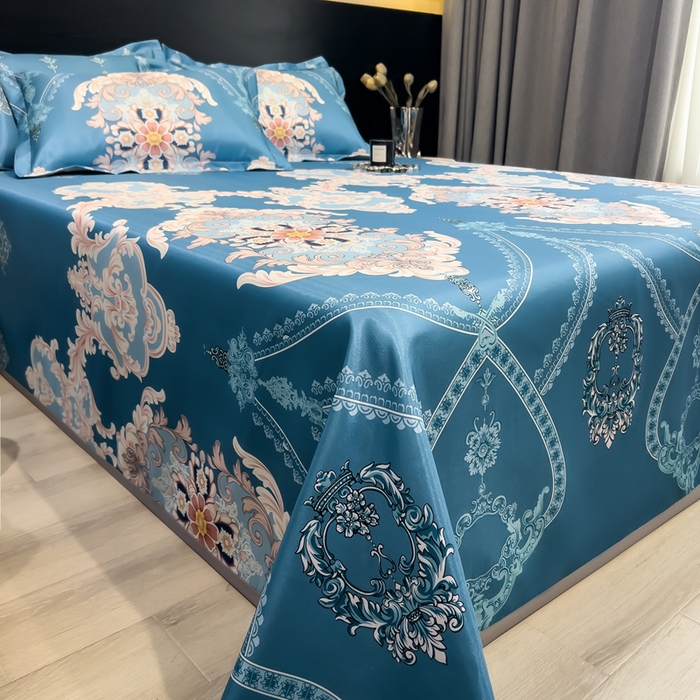 91家纺网 家纺一手货源 找家纺 许林家纺  2025新款冰丝凉席床单款凉席三件套 卡米拉