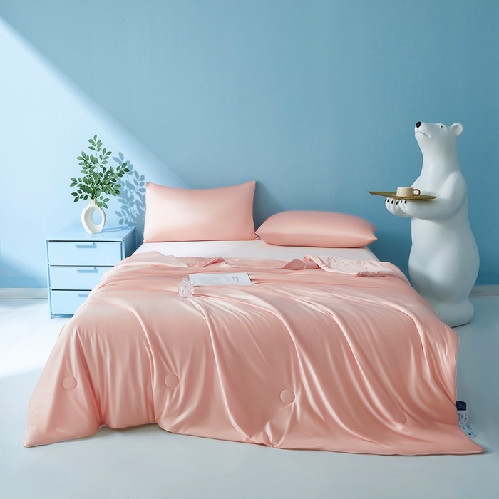 91家纺网 家纺一手货源 找家纺 芊梵 2025新款凉感丝夏被20%氨纶+80%锦纶夏凉被空调被 冰肌玉