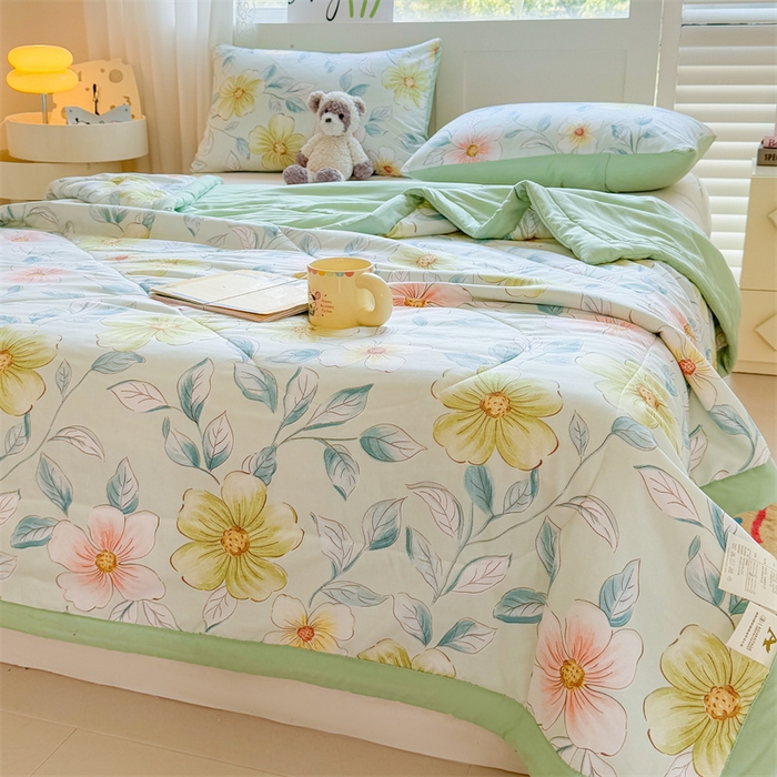 91家纺网 家纺一手货源 找家纺 雅颂缘 2025新款印花水洗棉新疆棉花夏被 花期无限