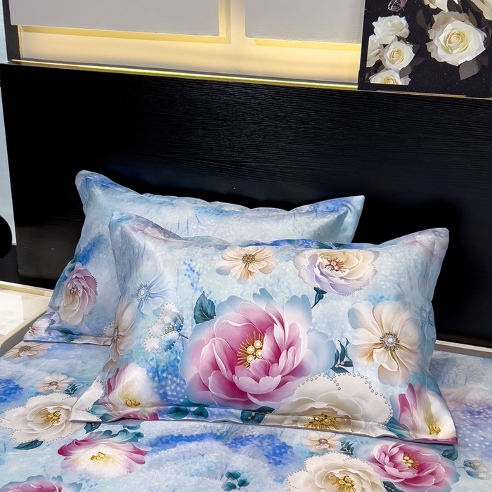 91家纺网 家纺一手货源 找家纺 许林 2025新款冰丝凉席床单款凉席三件套-盛夏