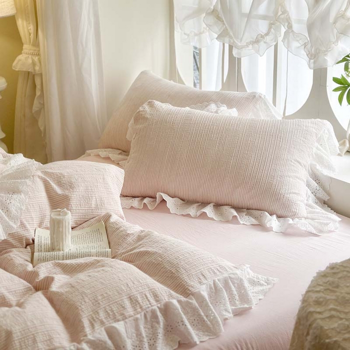 91家纺网 家纺一手货源 找家纺 （总）亲亲公主 2025新款全棉水洗棉色织提花四件套-糖果日记