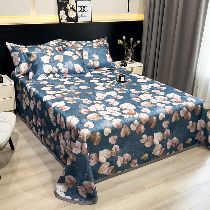 91家纺网 家纺一手货源 找家纺 许林家纺  2025新款冰丝凉席床单款凉席三件套 绿意