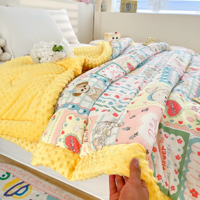 91家纺网 家纺一手货源 找家纺 爱宝被业 2025新款A类凉感豆豆绒羽丝棉夏被 猫狗之家