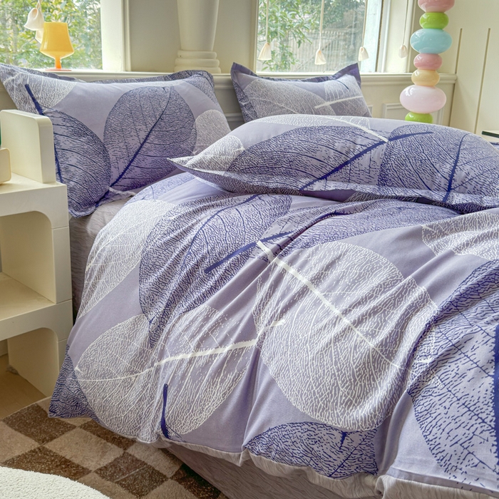 91家纺网 家纺一手货源 找家纺 佑佳家纺 2025年新款铂金棉芦荟棉学生三件套四件套 单被套 单枕套「支持定做各种尺寸」 芜叶