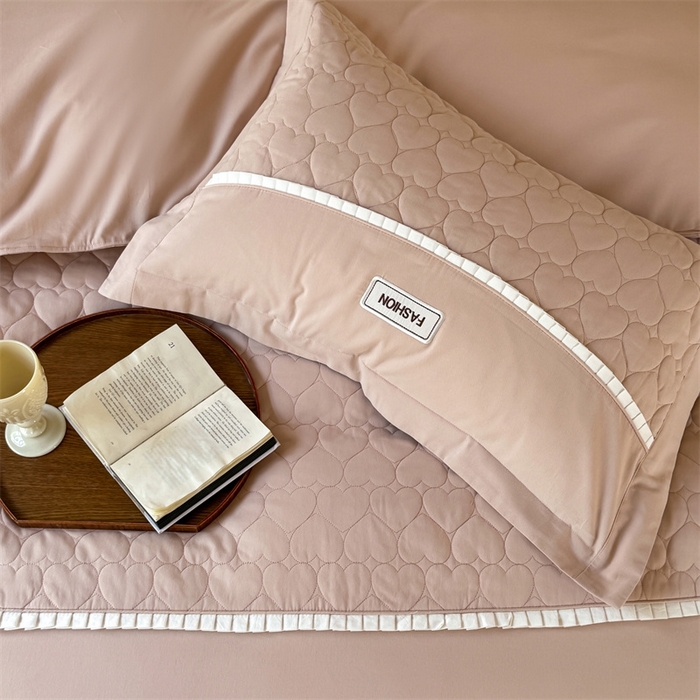 91家纺网 家纺一手货源 找家纺 宏羽纺 2025新款全棉绗缝加厚磨毛四件套 奶咖