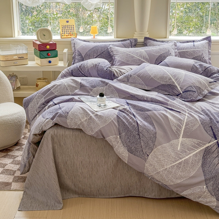 91家纺网 家纺一手货源 找家纺 佑佳家纺 2025年新款铂金棉芦荟棉学生三件套四件套 单被套 单枕套「支持定做各种尺寸」 芜叶