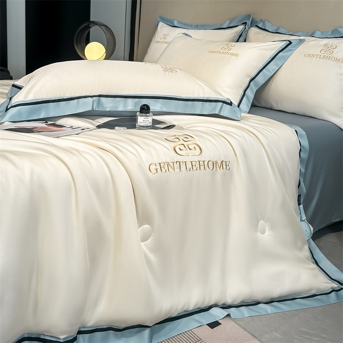 91家纺网 家纺一手货源 找家纺 笙意家纺2025新款水洗真丝夏被 威廉-奶昔白+海清