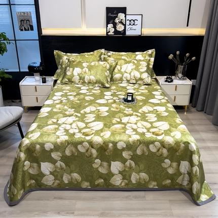 许林家纺  2025新款冰丝凉席床单款凉席三件套 绿洲