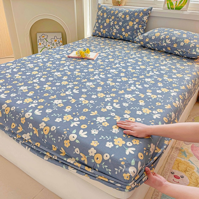 91家纺网 家纺一手货源 找家纺 晓时候2025新款老粗布床笠凉席 郁然花开