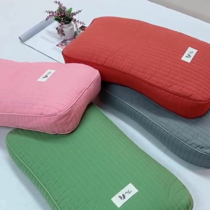 91家纺网 家纺一手货源 找家纺 2025新款纯棉韩式纯荞麦枕 枕头枕芯 酒红色