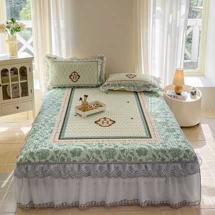 麋兔 2025新款冰丝床裙乳胶凉席席子 青颜