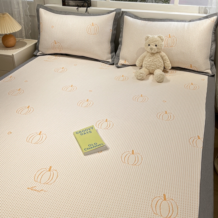 91家纺网 家纺一手货源 找家纺 雅居纺家纺 2025春夏新款A类加厚三明治底提花凉感席床席款 南瓜