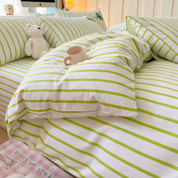 91家纺网 家纺一手货源 找家纺 雅居纺家纺 2025春夏新款全棉纯棉绣花老粗布四件套 发财树