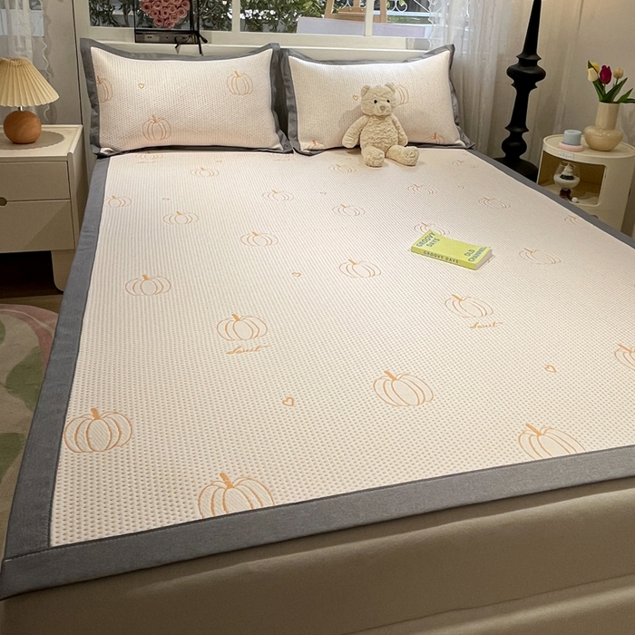 91家纺网 家纺一手货源 找家纺 雅居纺家纺 2025春夏新款A类加厚三明治底提花凉感席床席款 南瓜