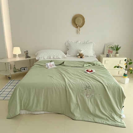 91家纺网 家纺一手货源 找家纺 云锦2025新款春夏小冰椰夏凉被系列 小冰椰-果绿