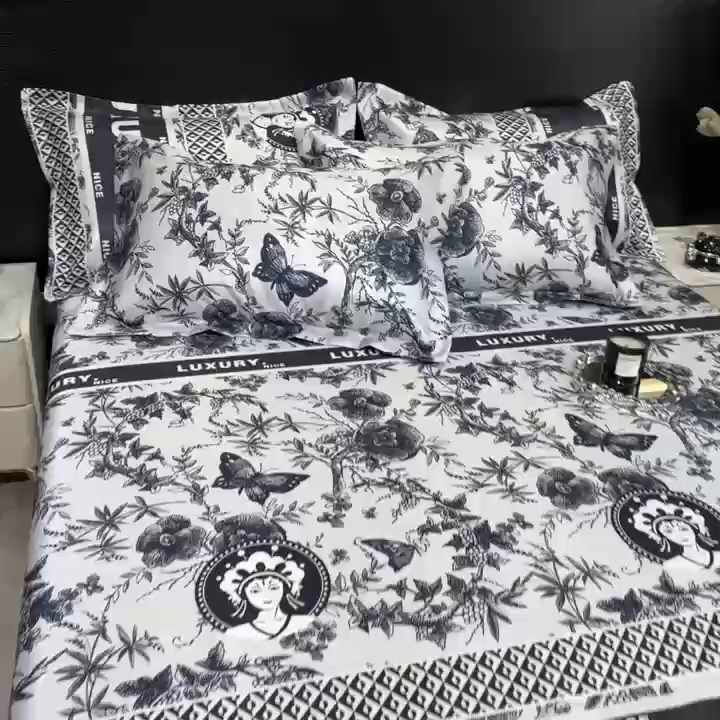 91家纺网 家纺一手货源 找家纺 许林 2025新款冰丝凉席床单款凉席三件套-凝夜