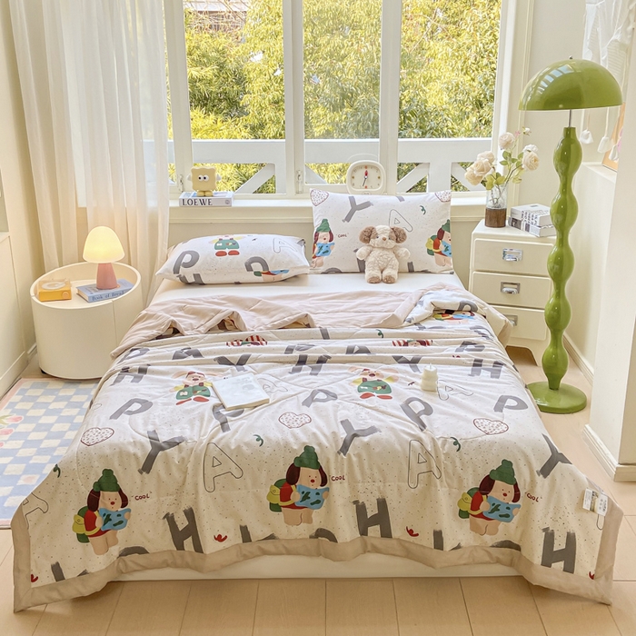 91家纺网 家纺一手货源 找家纺 沃尔居 2025新款双面全棉印花夏被可机洗小清新纯棉夏凉被薄被芯空调被子 蒙奇奇-米