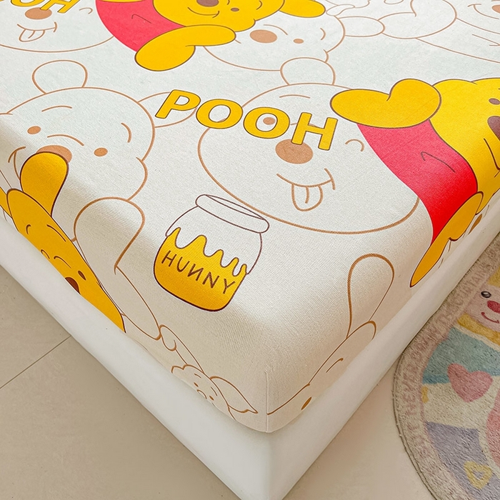 91家纺网 家纺一手货源 找家纺 晓时候2025新款老粗布床笠凉席 维尼熊