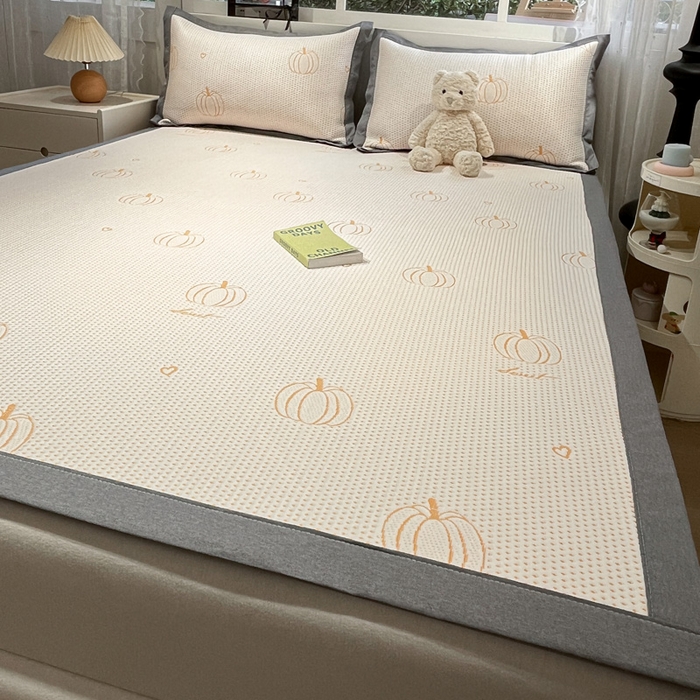 91家纺网 家纺一手货源 找家纺 雅居纺家纺 2025春夏新款A类加厚三明治底提花凉感席床席款 南瓜