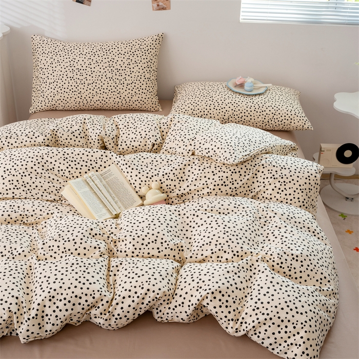 91家纺网 家纺一手货源 找家纺 花西夫人2025新款13372纯棉印花全棉四件套床单床笠款波点-珍珠奶茶