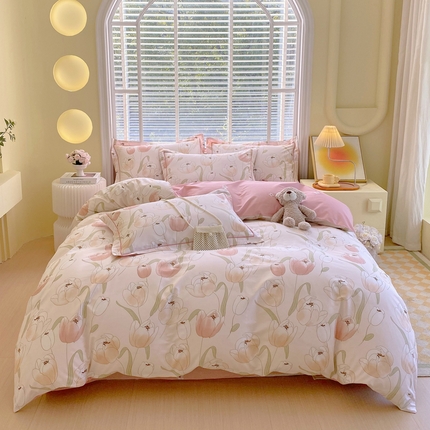 91家纺网 家纺一手货源 找家纺 星期三家纺 2025年3月新款铂金全棉13372四件套（加老板微信有会员价）（加微信有会员价） 玫瑰集