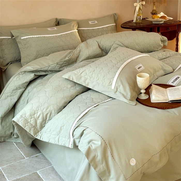 91家纺网 家纺一手货源 找家纺 （总）宏羽纺 2025新款全棉绗缝加厚磨毛四件套