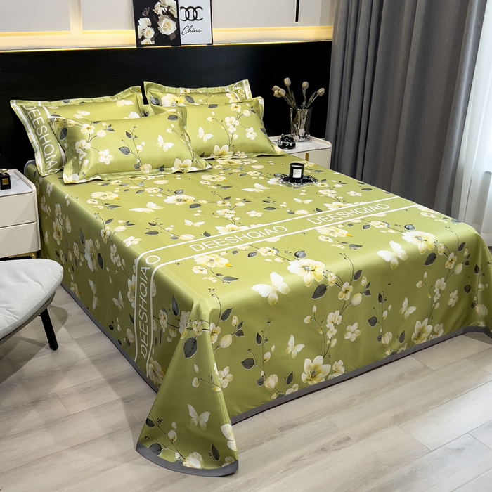 91家纺网 家纺一手货源 找家纺 许林 2025新款冰丝凉席床单款凉席三件套-小树梨