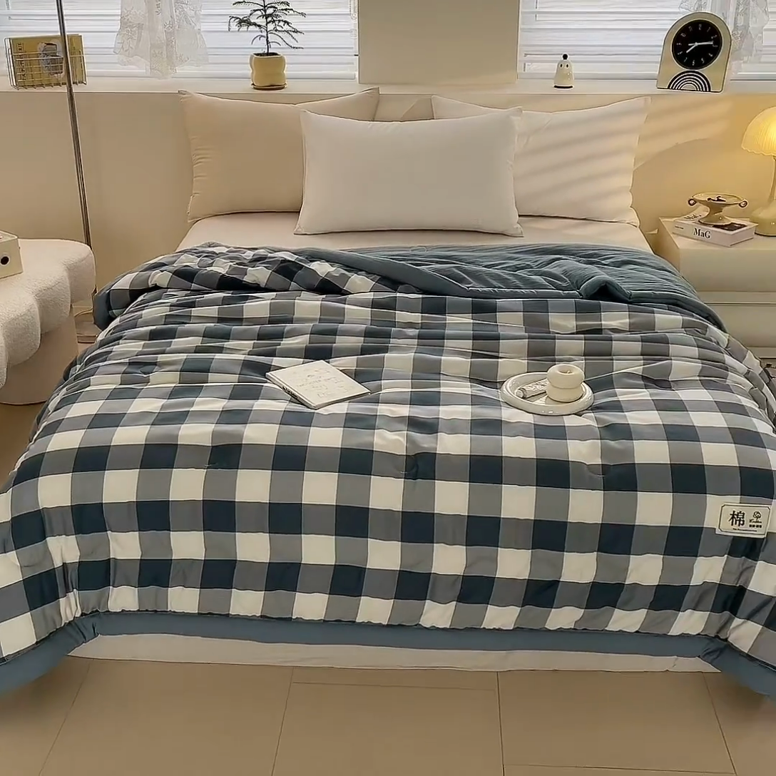 91家纺网 家纺一手货源 找家纺 爱宝被业 2025新款A类无印风针织棉新疆棉花夏被 云舒