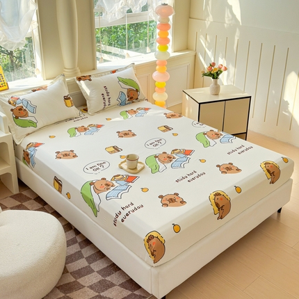 佑佳家纺 2025年新款铂金棉芦荟棉单床笠，有配套枕套「支持定制各种尺寸」 萌动记