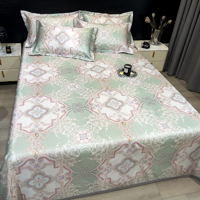 91家纺网 家纺一手货源 找家纺 许林家纺  2025新款冰丝凉席床单款凉席三件套 卡罗拉