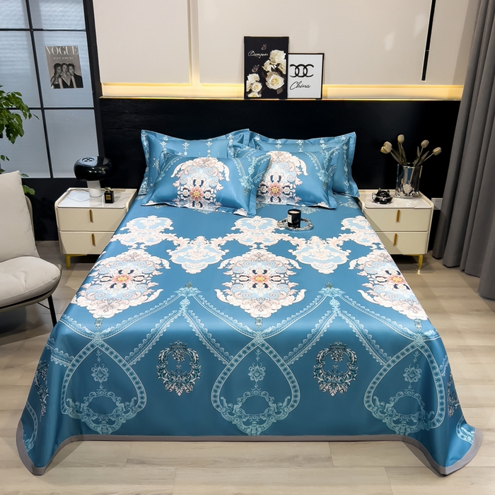 91家纺网 家纺一手货源 找家纺 许林 2025新款冰丝凉席床单款凉席三件套-卡米拉