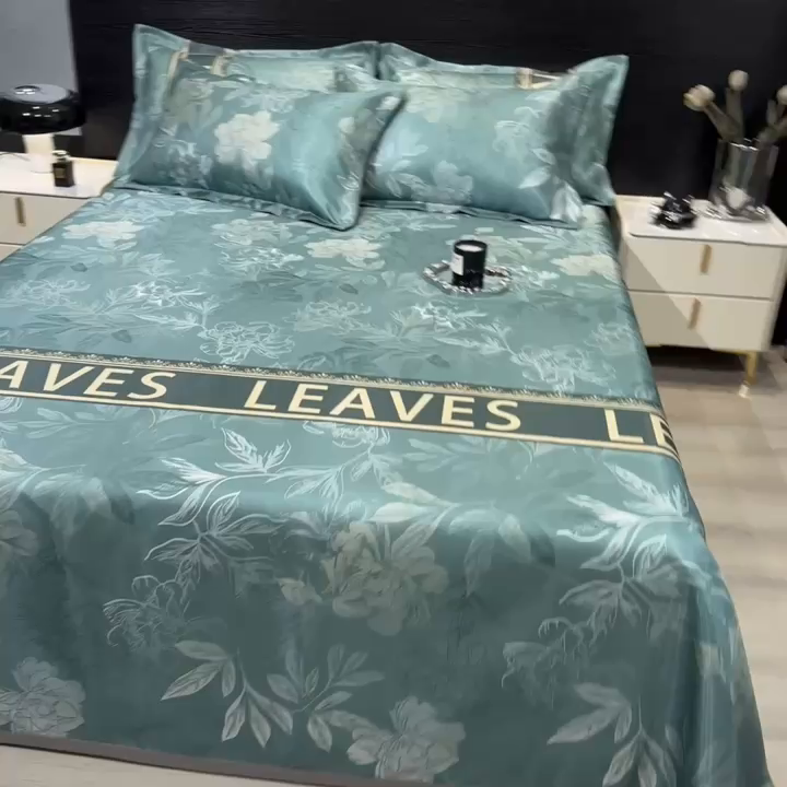 91家纺网 家纺一手货源 找家纺 许林 2025新款冰丝凉席床单款凉席三件套-森林幻境