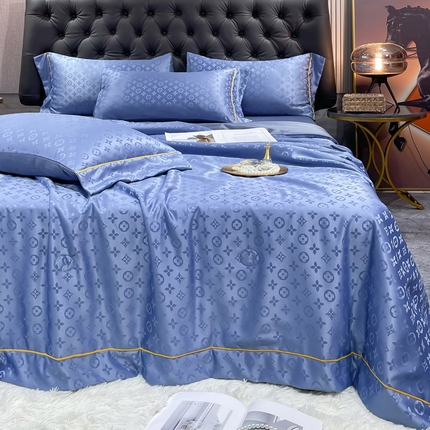 91家纺网 家纺一手货源 找家纺 经年 2025新款60S贡缎提花水洗真丝冰丝天丝大豆夏被四件套直播爆款 艾诺维-艳兰大豆夏被